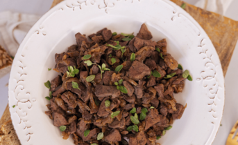 prazena puranja jetrca s cebulo